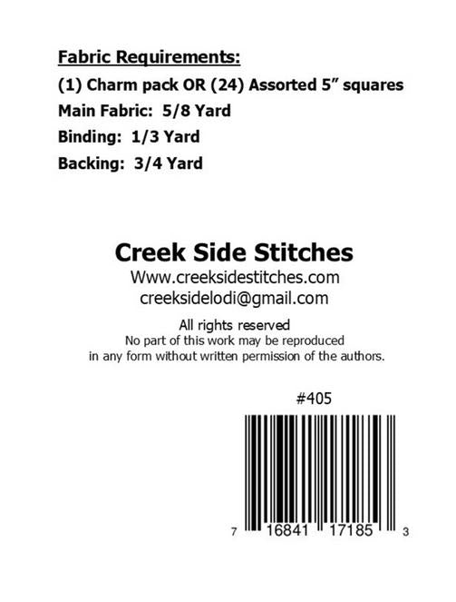 Valley Charm Table Runner Pattern, Creek Side Stitches CSS405, Charm Pack Friendly Easy Table Topper Quilt Pattern
