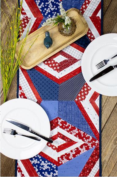 Fireworks Table Runner Quilt Pattern, Studio M Squared SMSF001, FQ Fat Quarter Scrap Friendly Quilt As You Go Table Quilt Pattern