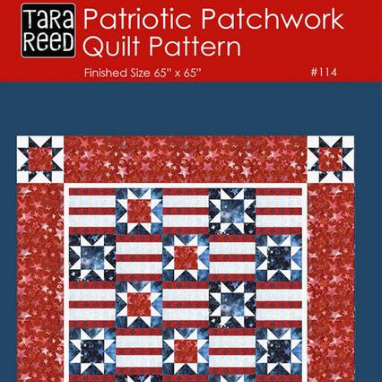 Patriotic Patchwork Quilt Pattern, Tara Reed P239-PATRIOTICPATCHWORK, Yardage Friendly Patriotic Stars Stripes US Flag Quilt Pattern