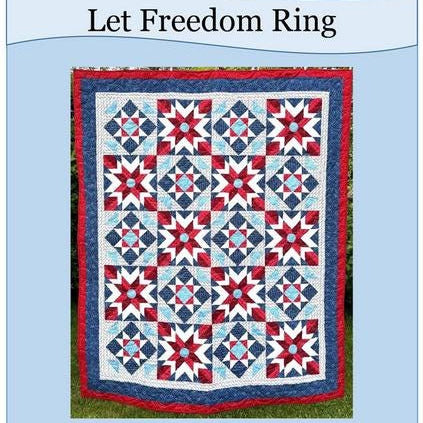 Let Freedom Ring Quilt Pattern, Prairie Quilting QPTN-0028, Yardage Friendly Patriotic Stars Throw Quilt Pattern, Kari Mathews