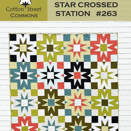 Star Crossed Station Quilt Pattern, Cotton Street Commons CSC263, Yardage Friendly Stars Throw Quilt Pattern