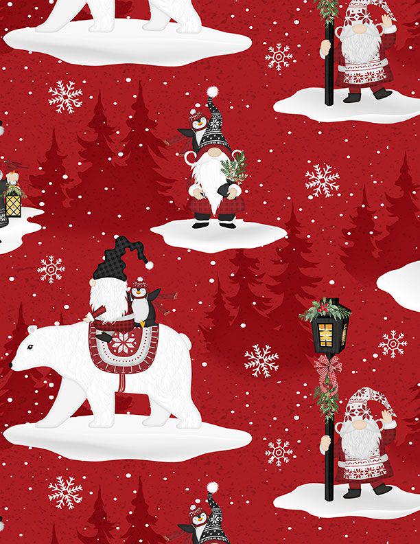 Snowy Gnomies 5 Karat Crystals, Wilmington Prints 897-508, Precut 5" Christmas Gnomes Fabric Squares Charm Pack