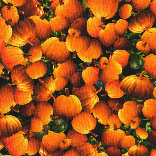 Moon Spell - Pumpkins on Black Fabric, Robert Kaufman APYD-23694-148 Pumpkin, Halloween Pumpkins Fabric, Claudia McKinney, By the Yard