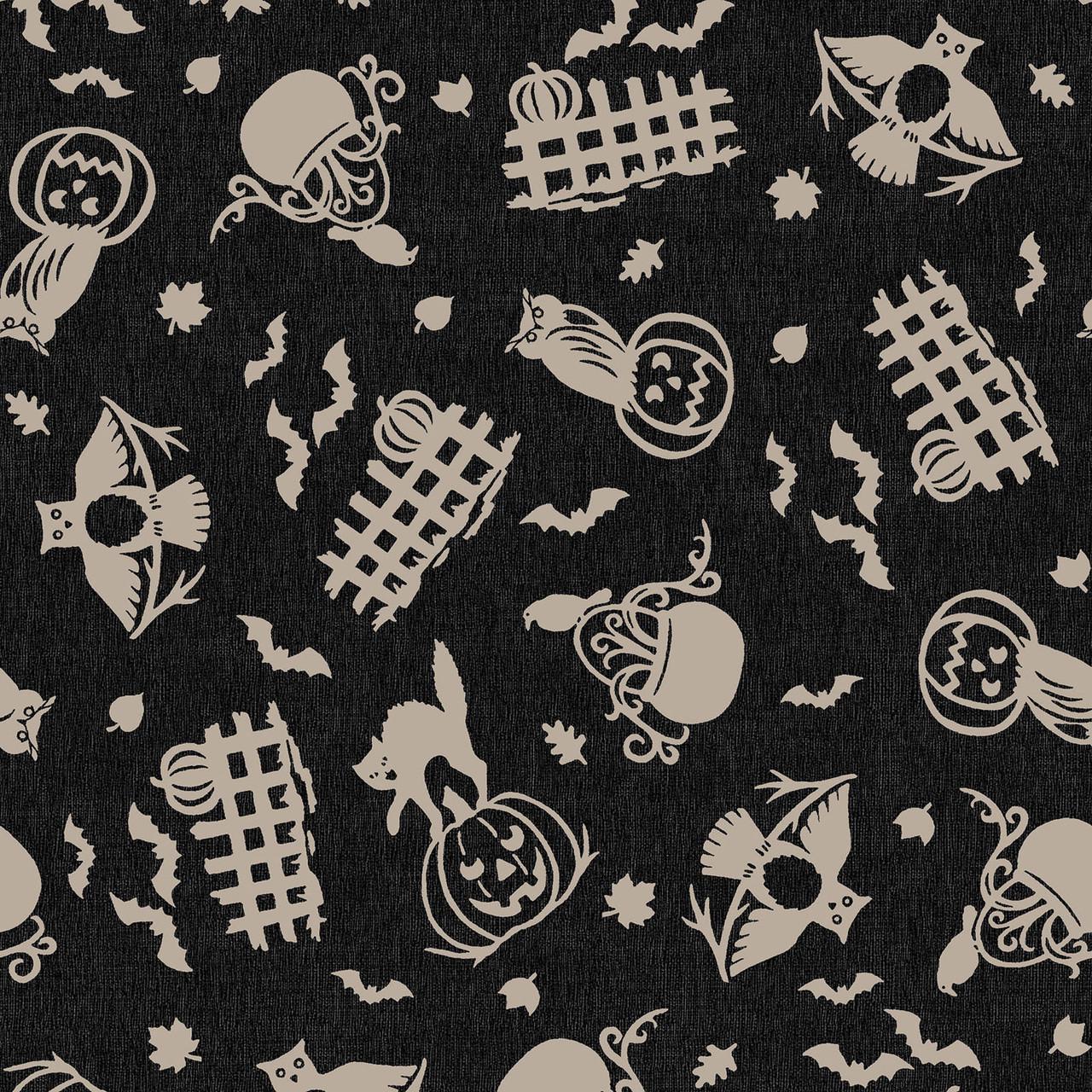 Pumpkin Grove 5" Charm Pack, Maywood Studio CP-MASPUGR, 5" Precut Orange Black Taupe Cream Halloween Fabric Squares