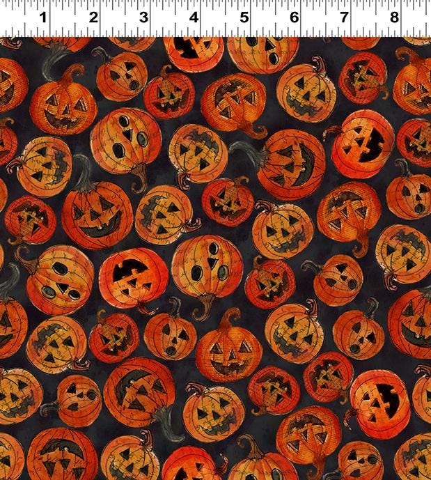 Emerald Hollow 20 Fat Quarters Halloween Fabric Bundle, Clothworks FQ0551, Cotton Halloween Quilt Fabric, Sue Zipkin