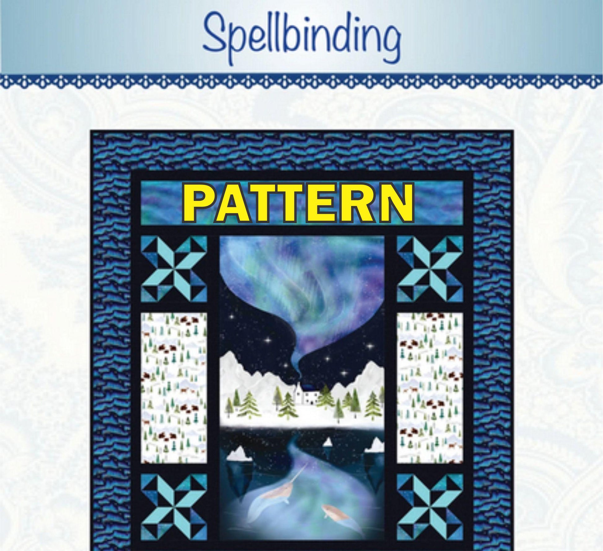 Spellbinding Panel Frame Quilt Pattern, Bound to Be Quilting BTBQ583, 24" Panel Friendly Star Frame Lap Throw Quilt Pattern