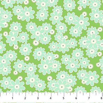 Daisy Crush Tiles, Figo TDAISY42-10, 10" Precut Pink Orange Green Teal Floral Layer Cake Fabric Squares, Heather Bailey