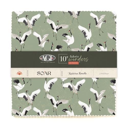 Soar 10" Fabric Wonders Squares, Art Gallery Fabrics 10W-SOA, AGF Studio 10" Precut Japanese Themed Layer Cake Fabric Squares, Roccella