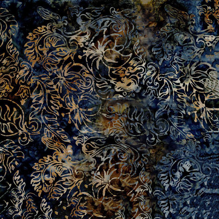 Tonga Riverside Batik 10" Squares, Timeless Treasures Tonga Treats Ember, 10" Precut Navy Blue Beige Batik Layer Cake Squares