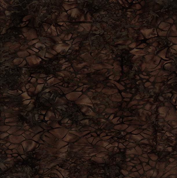 Batik Basics - Large Netting Dark Brown Batik Fabric, Island Batik BE27-F3 Cappuccino, Brown Tonal Texture Cotton Quilt Fabric, By the Yard