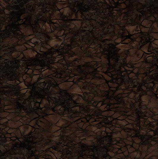 Batik Basics - Large Netting Dark Brown Batik Fabric, Island Batik BE27-F3 Cappuccino, Brown Tonal Texture Cotton Quilt Fabric, By the Yard