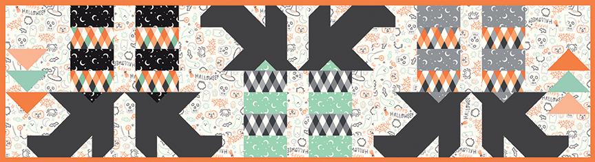 Witches Feet Table Runner Quilt KIT, Riley Blake KT-17470, Halloween Table Runner Topper Quilt Kit, My Mind's Eye