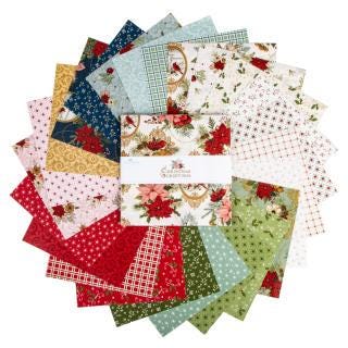 Christmas Greetings 10" Stacker, Riley Blake 10-17660-42, 10" Precut Christmas Xmas Fabric Squares, Christmas Layer Cake, Sandy Gervais