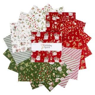 Holiday Spirit 10" Stacker, Riley Blake 10-17460-42, Watercolor Traditional Christmas Xmas Quilt Fabric Squares, Lisa Audit