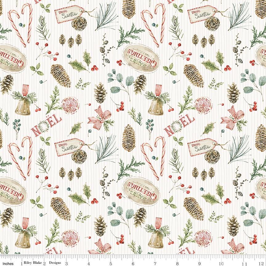 Holiday Spirit 10" Stacker, Riley Blake 10-17460-42, Watercolor Traditional Christmas Xmas Quilt Fabric Squares, Lisa Audit