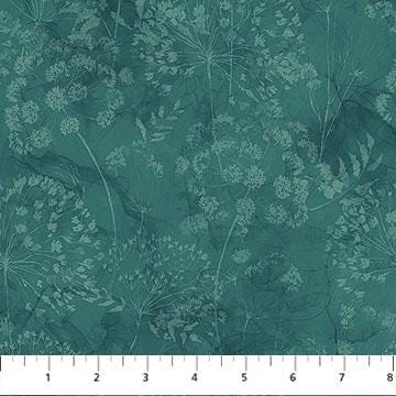 Whisper - Teal Tonal Floral Fabric, Northcott DP28707-68 Teal, Teal Flower Blender Fabric, By the Yard