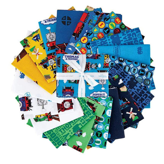 Thomas and Friends All Aboard 18 Fat Quarter Bundle, Riley Blake FQ-11000-18, Precut 18 x 22 Thomas Tank Engine Fabric Bundle