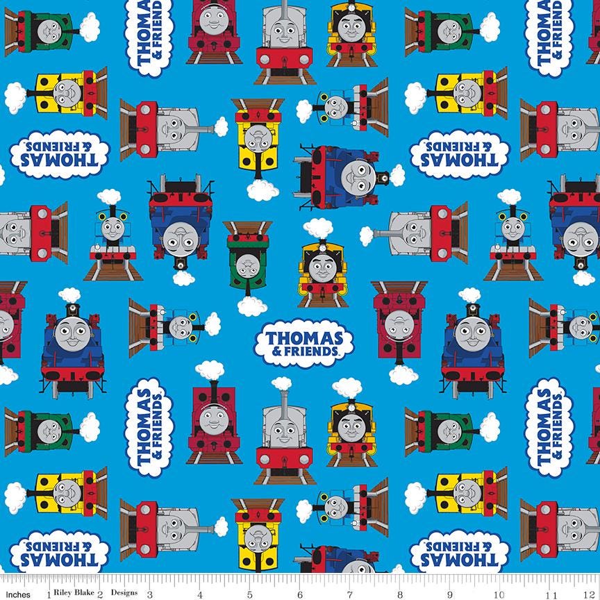 Thomas and Friends All Aboard 18 Fat Quarter Bundle, Riley Blake FQ-11000-18, Precut 18 x 22 Thomas Tank Engine Fabric Bundle