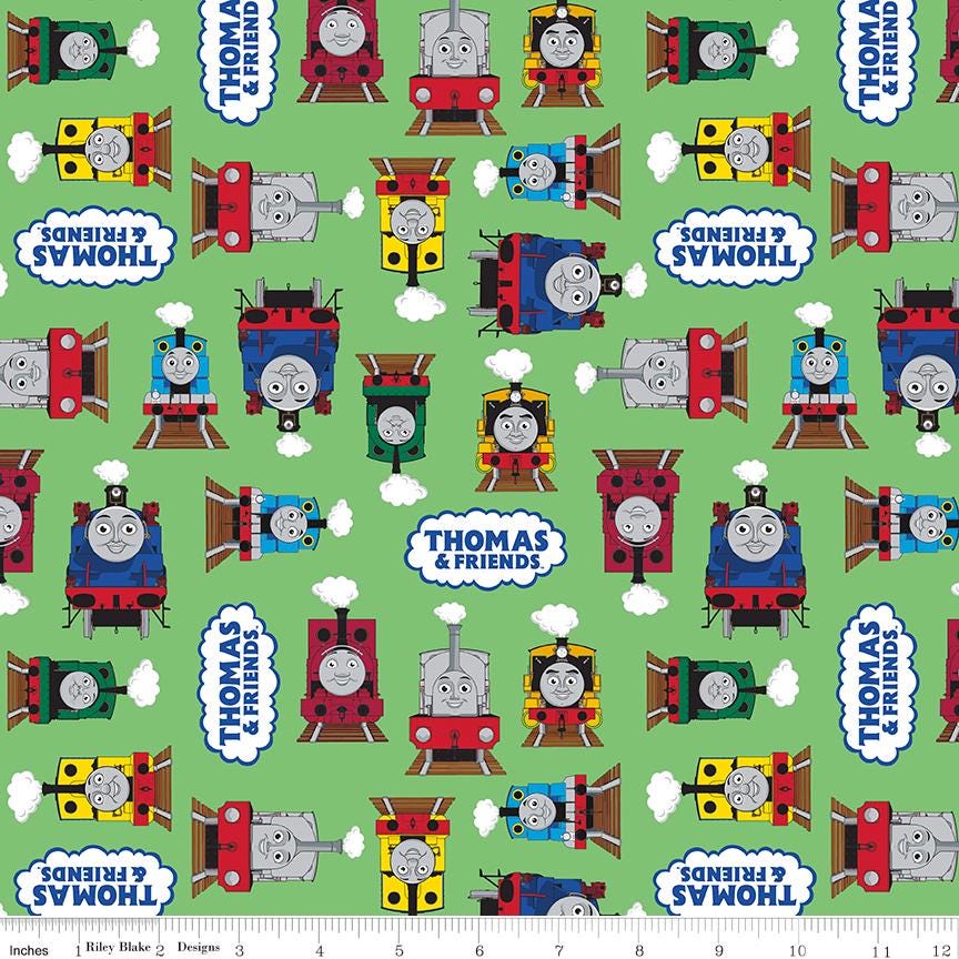 Thomas and Friends All Aboard 18 Fat Quarter Bundle, Riley Blake FQ-11000-18, Precut 18 x 22 Thomas Tank Engine Fabric Bundle