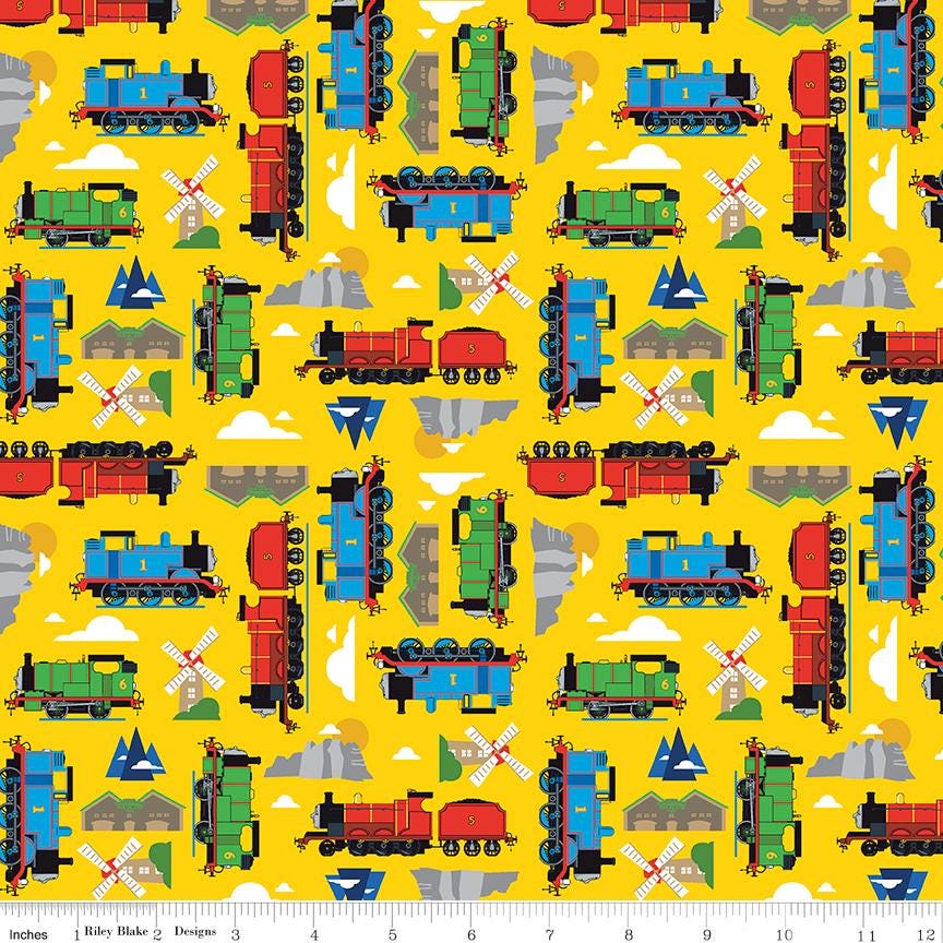 Thomas and Friends All Aboard 18 Fat Quarter Bundle, Riley Blake FQ-11000-18, Precut 18 x 22 Thomas Tank Engine Fabric Bundle