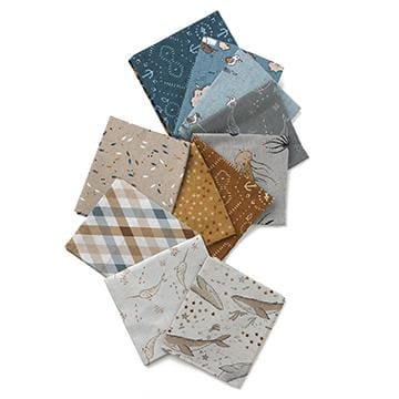 Calm Waters 12 Piece Fat Quarter Bundle, Figo FQCALMW12-10, Brown Blue Gray Whale Nautical Ocean Quilt Fabric, 18 x 22 Fabric Cuts