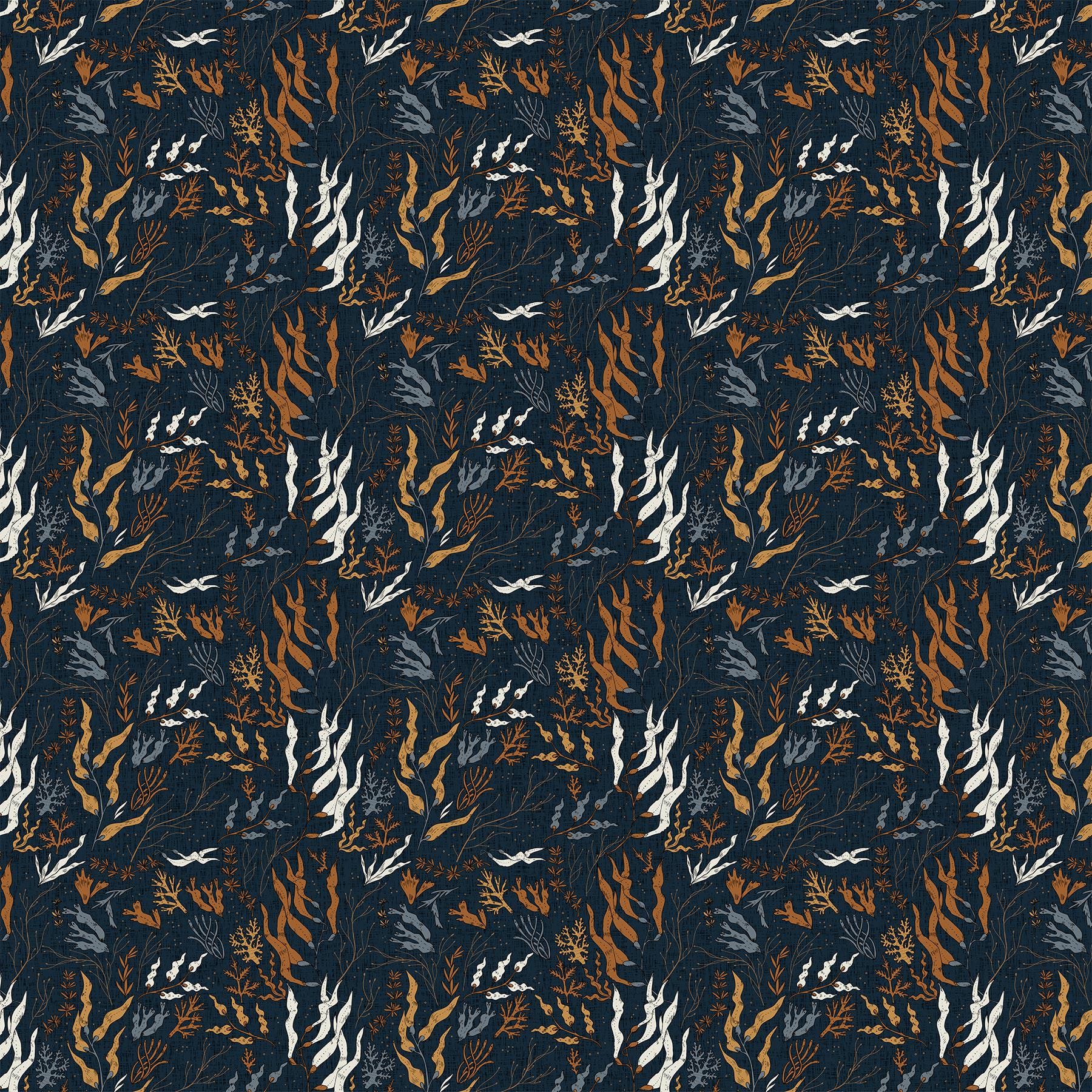 Calm Waters 12 Piece Fat Quarter Bundle, Figo FQCALMW12-10, Brown Blue Gray Whale Nautical Ocean Quilt Fabric, 18 x 22 Fabric Cuts