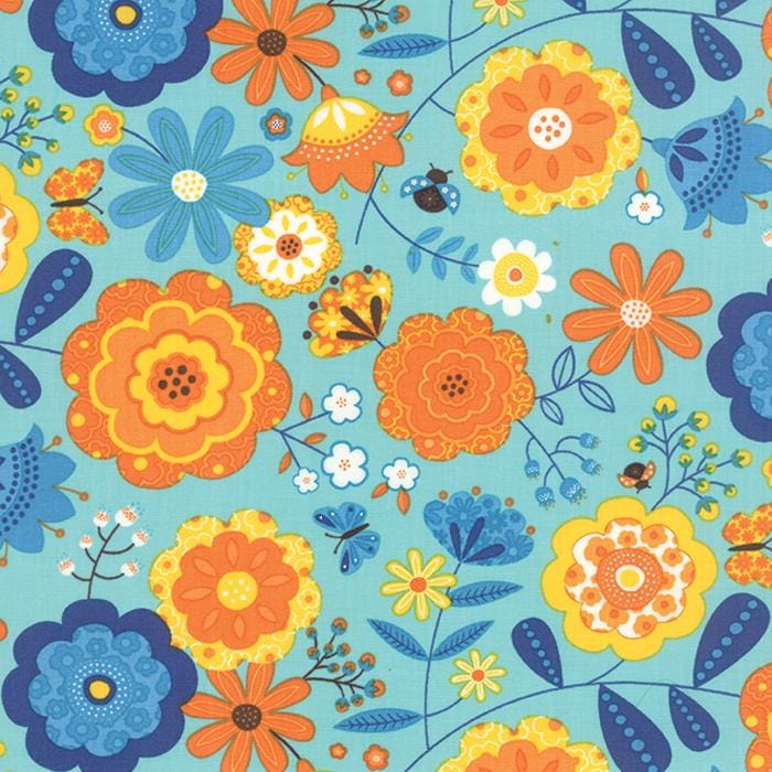 On the Wing OOP Charm Pack Fabric, Moda 35260PP, 5" Precut Quilt Floral Butterfly Birds Juvenile Fabric Squares, Abi Hall