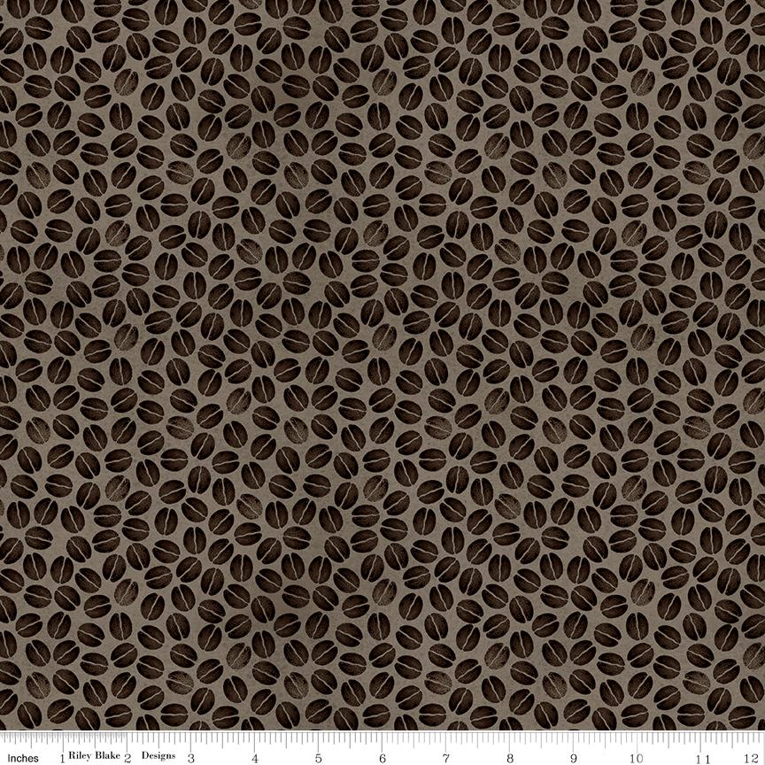 Coffee Chalk 5" Stacker OOP Charm Pack, Riley Blake 5-11030-42, 5" Precut Coffee Themed Charm Pack Fabric Squares, J Wecker Frisch