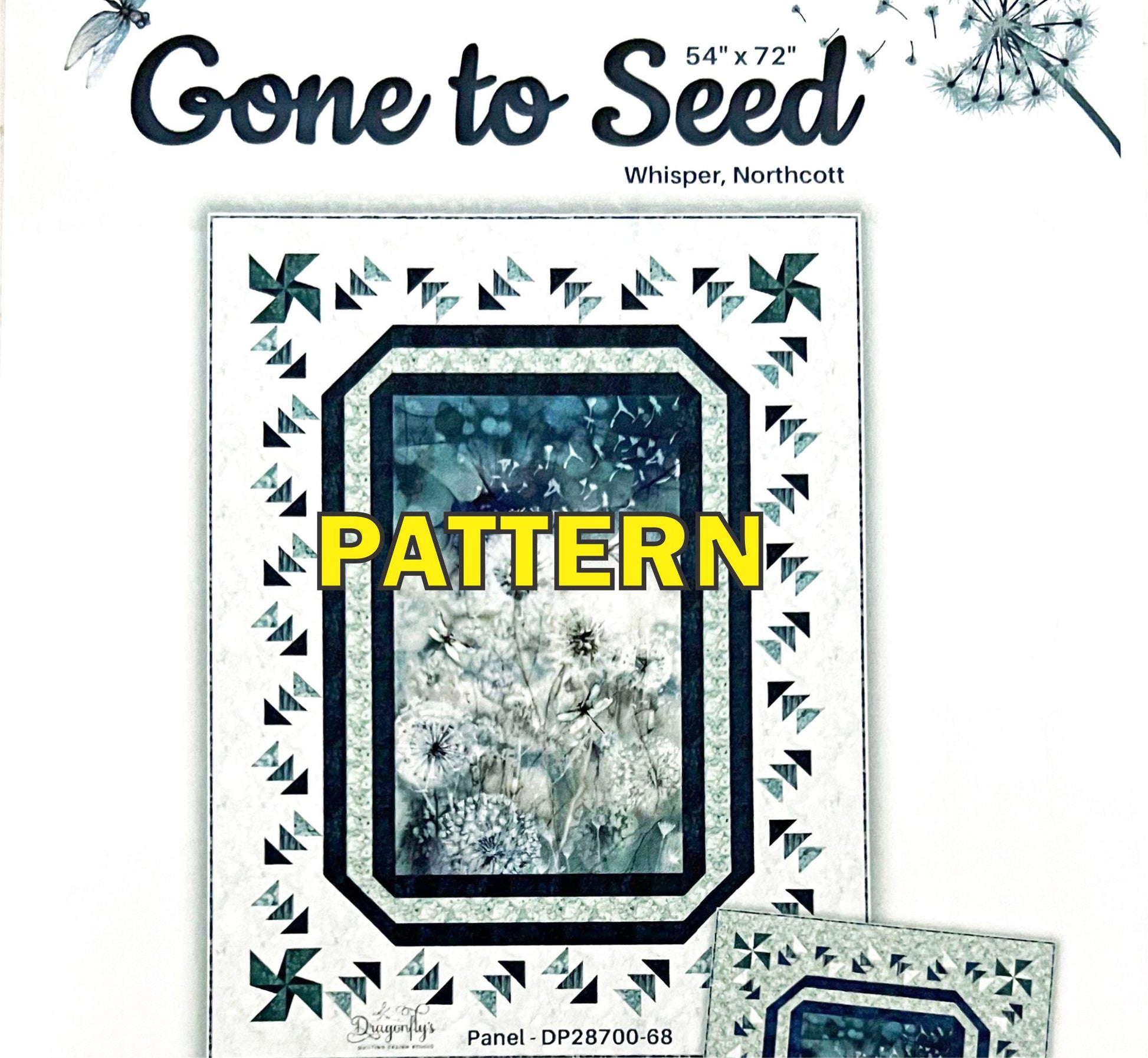 Gone to Seed Panel Frame Quilt PATTERN, Dragonfly's Quilting DQDS1047 PTN3618, Panel Yardage Friendly Panel Frame Lap Throw Quilt Pattern
