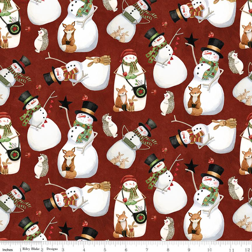 Northern Christmas 5" Stacker, Riley Blake 5-17830-42, Whimsical Snowmen Animals Christmas Xmas Quilt Fabric Squares, Teresa Kogut