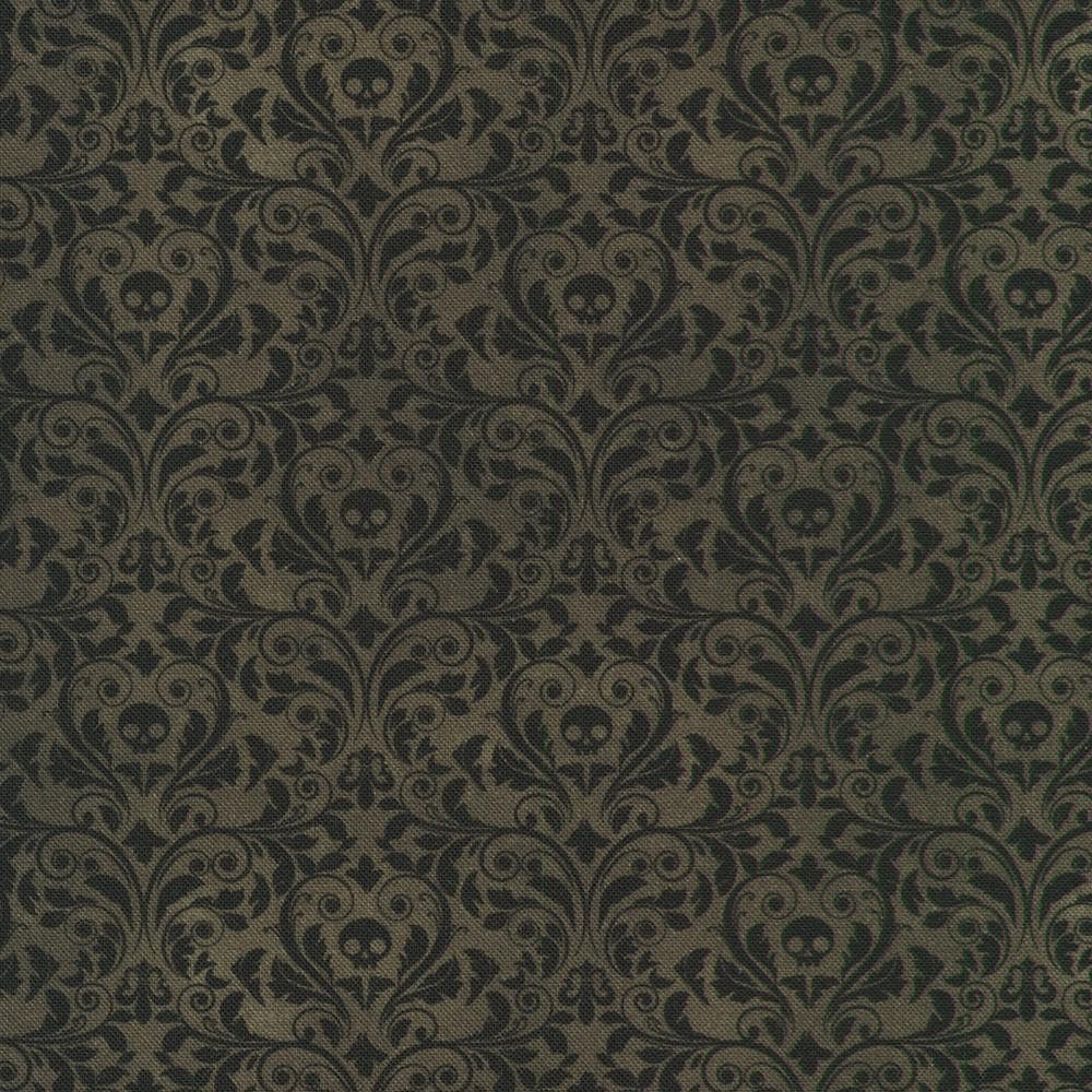 Ravenwood 5" Halloween Charm Squares, Robert Kaufman CHS-1394-42, 5" Precut Halloween Crows Skulls Floral Fabric Squares