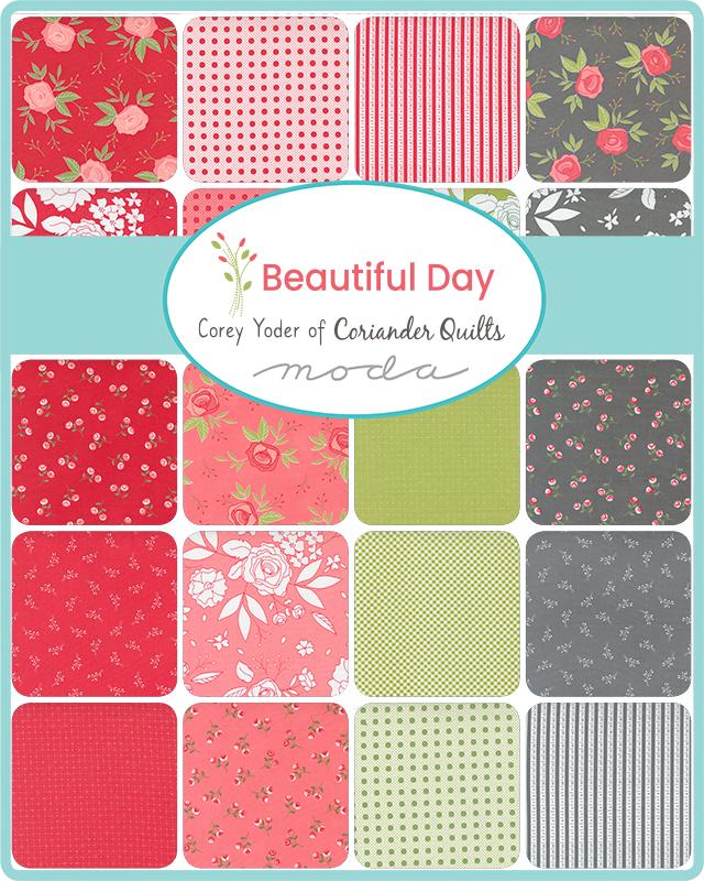 Beautiful Day Charm Pack OOP, Moda 29130PP, 5" Precut Red Pink Green Gray Floral Fabric Squares, Corey Yoder