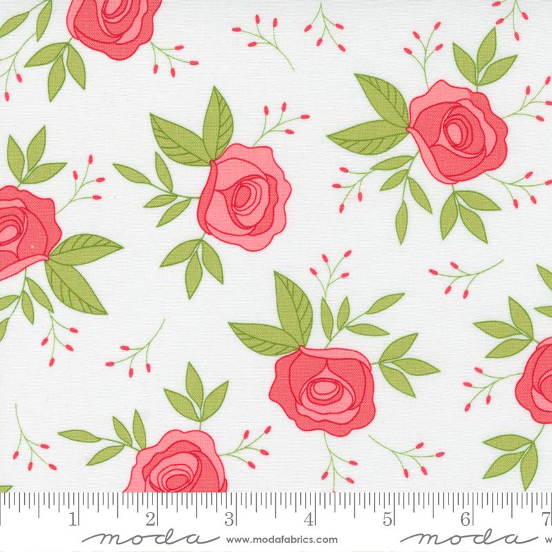 Beautiful Day Charm Pack OOP, Moda 29130PP, 5" Precut Red Pink Green Gray Floral Fabric Squares, Corey Yoder