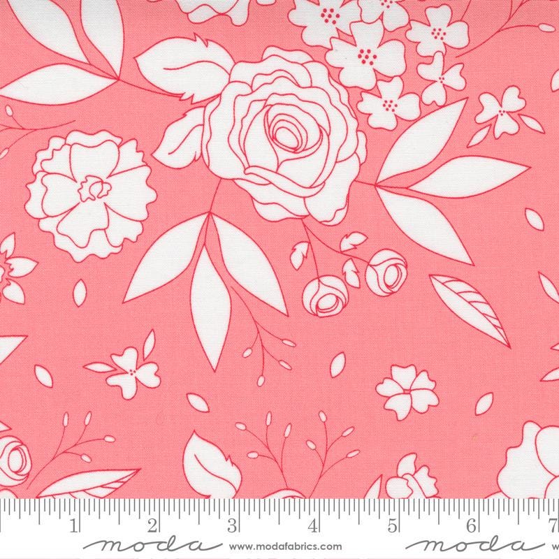 Beautiful Day Charm Pack OOP, Moda 29130PP, 5" Precut Red Pink Green Gray Floral Fabric Squares, Corey Yoder