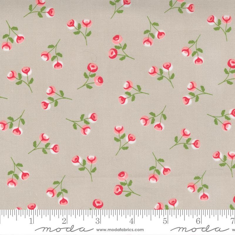 Beautiful Day Charm Pack OOP, Moda 29130PP, 5" Precut Red Pink Green Gray Floral Fabric Squares, Corey Yoder