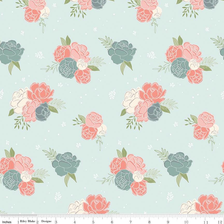 Daybreak 5" OOP Stacker, Riley Blake 5-11620-42, 5" Precut Pink Yellow Blue Floral Bee Charm Pack Fabric Squares, Cotton and Joy