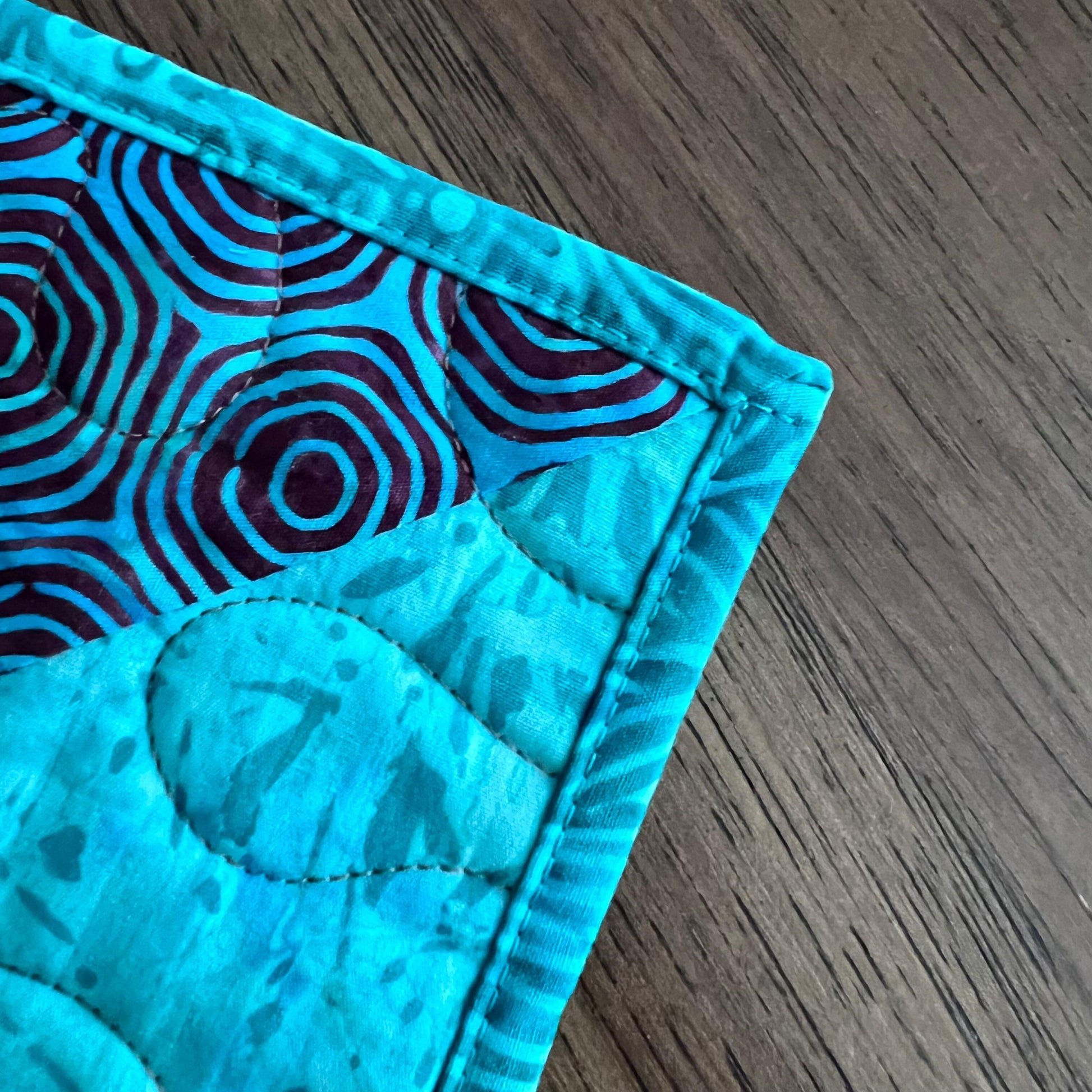 Teal Rust Purple Batik Chevron Quilted Table Runner, 16.5" x 40", Handmade Batik Chevron Table Runner Quilt
