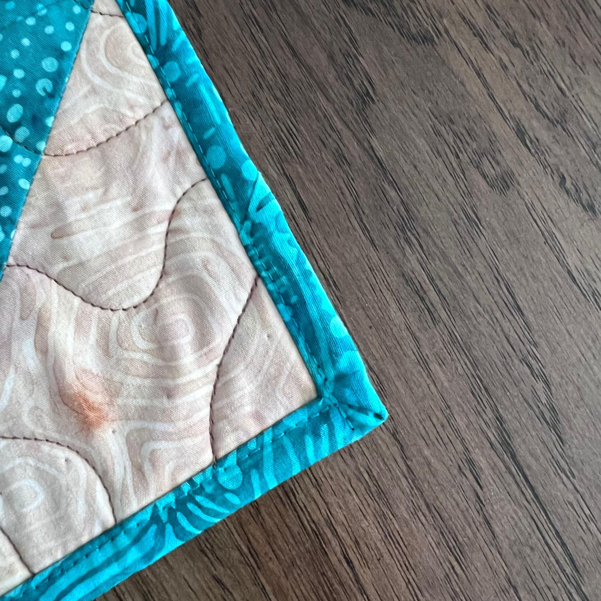 Teal Rust Purple Batik Chevron Quilted Table Runner, 16.5" x 40", Handmade Batik Chevron Table Runner Quilt
