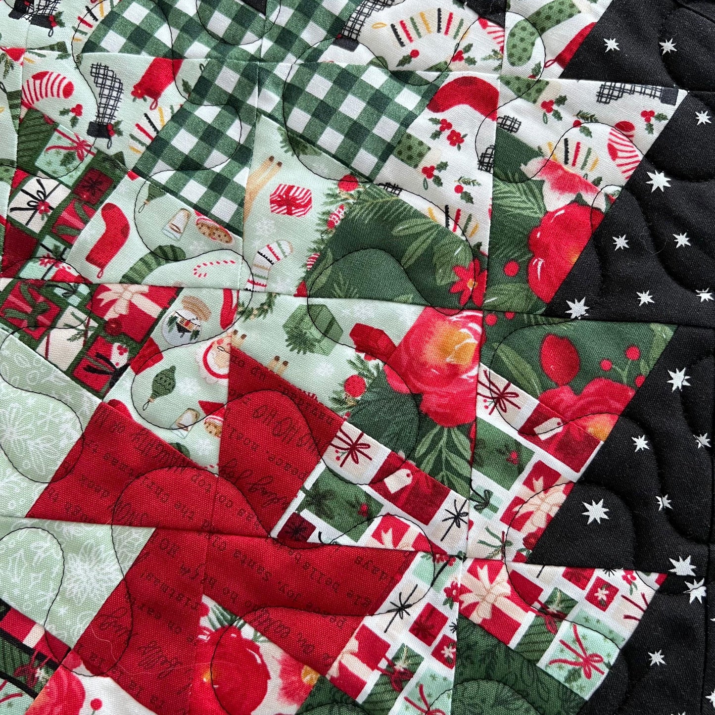 Christmas Quilted Table Runner, 18.5" x 37", Handmade Charming Christmas Twister Table Runner Quilt