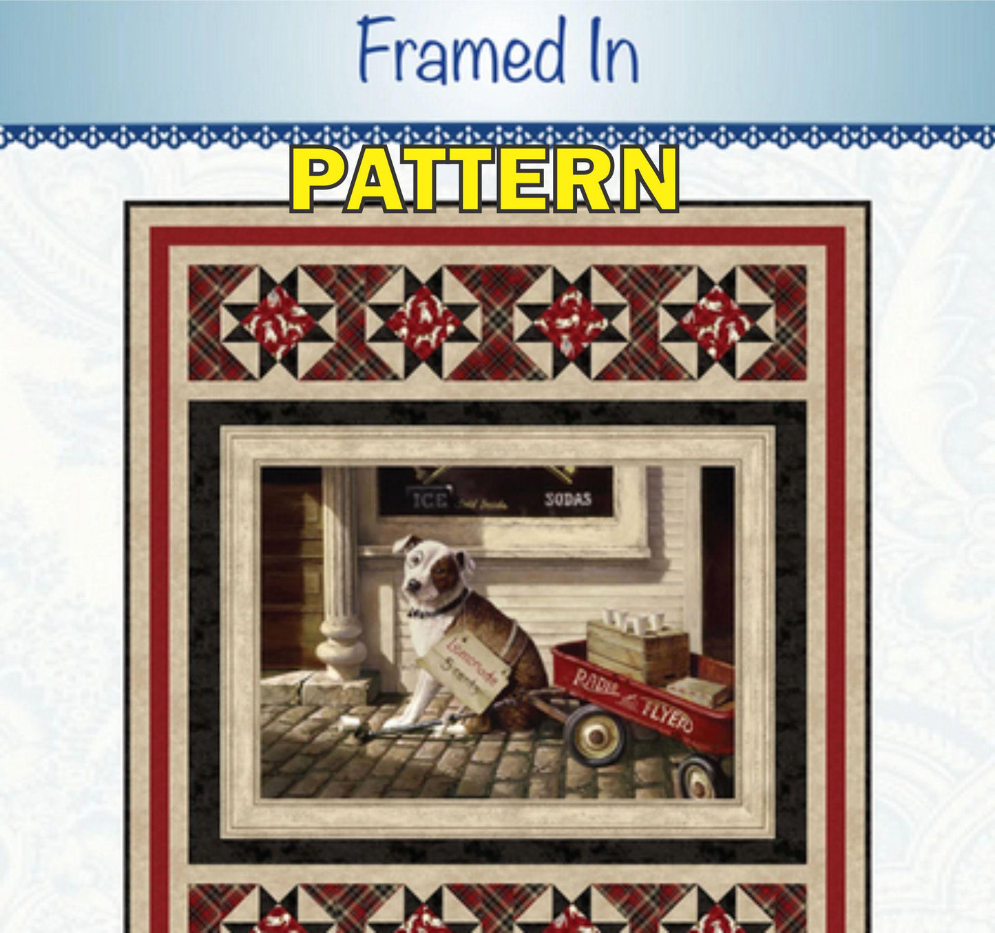 Framed In Panel Frame Quilt Pattern, Bound to Be Quilting BTBQ345 PTN3089, 36" Panel Friendly Horizontal Star Frame Throw Quilt Pattern