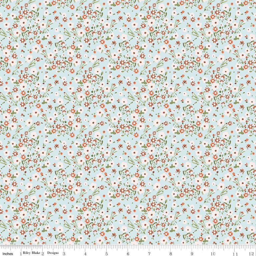 Sketchbook 5" Stacker, Riley Blake 5-17520-42, 5" Precut Pink Blue Yellow Coral Floral Fabric Squares, Lisa Audit