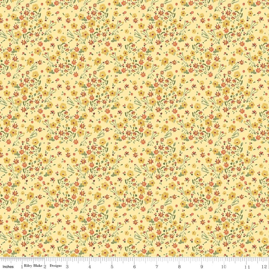 Sketchbook 5" Stacker, Riley Blake 5-17520-42, 5" Precut Pink Blue Yellow Coral Floral Fabric Squares, Lisa Audit
