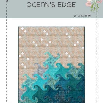 Ocean's Edge Quilt Pattern, Sew A Story BSI274, Yardage Friendly Beach Ocean Waves Throw Quilt Pattern, Jennifer Long