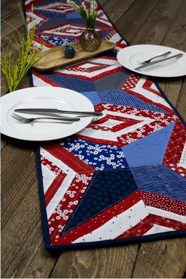 Fireworks Table Runner Quilt Pattern, Studio M Squared SMSF001, FQ Fat Quarter Scrap Friendly Quilt As You Go Table Quilt Pattern