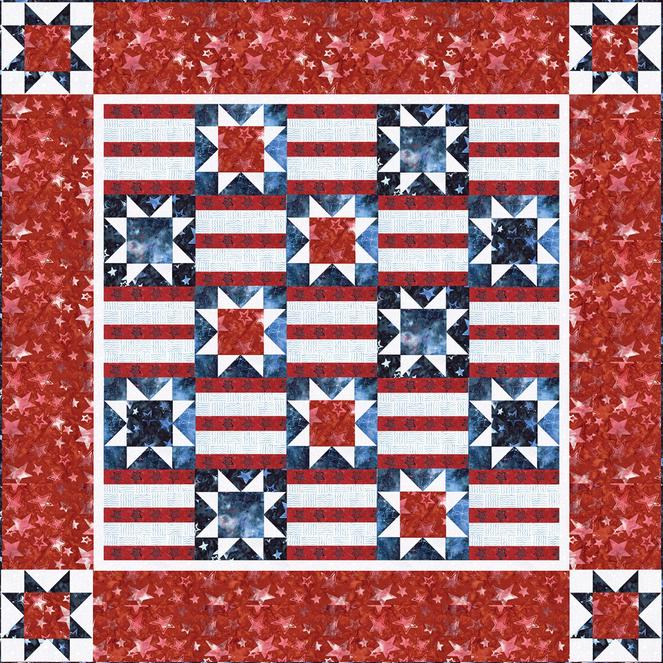 Patriotic Patchwork Quilt Pattern, Tara Reed P239-PATRIOTICPATCHWORK, Yardage Friendly Patriotic Stars Stripes US Flag Quilt Pattern
