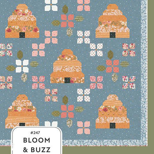 Bloom and Buzz Quilt Pattern, Lella Boutique LB247, Jelly Roll Strip Friendly Flowers Bee Hives Throw Bed Quilt Pattern