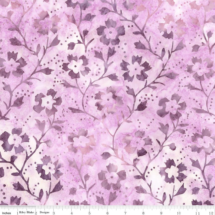 Expressions Batiks Backyard Birds 5" Stacker, Riley Blake 5-23584-42, 5" Precut Pink Purple Green Bird Floral Batik Fabric Squares