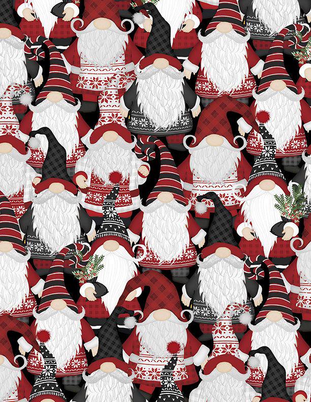 Snowy Gnomies 5 Karat Crystals, Wilmington Prints 897-508, Precut 5" Christmas Gnomes Fabric Squares Charm Pack