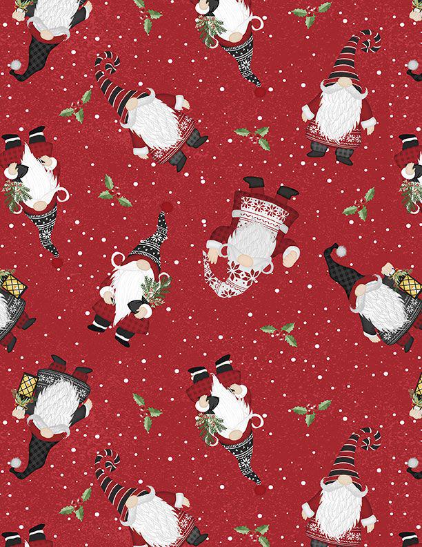Snowy Gnomies 5 Karat Crystals, Wilmington Prints 897-508, Precut 5" Christmas Gnomes Fabric Squares Charm Pack