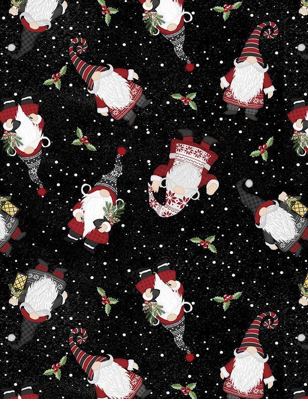 Snowy Gnomies 5 Karat Crystals, Wilmington Prints 897-508, Precut 5" Christmas Gnomes Fabric Squares Charm Pack